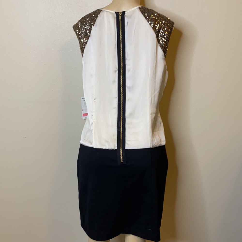 GB SEQUIN BLACK  IVORY BRONZE DRESS SZ 10 - Picture 4 of 8